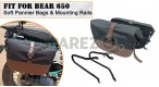 For Royal Enfield Bear 650 Soft Pannier Bags and Mounting Rails Black with Brown - SPAREZO
